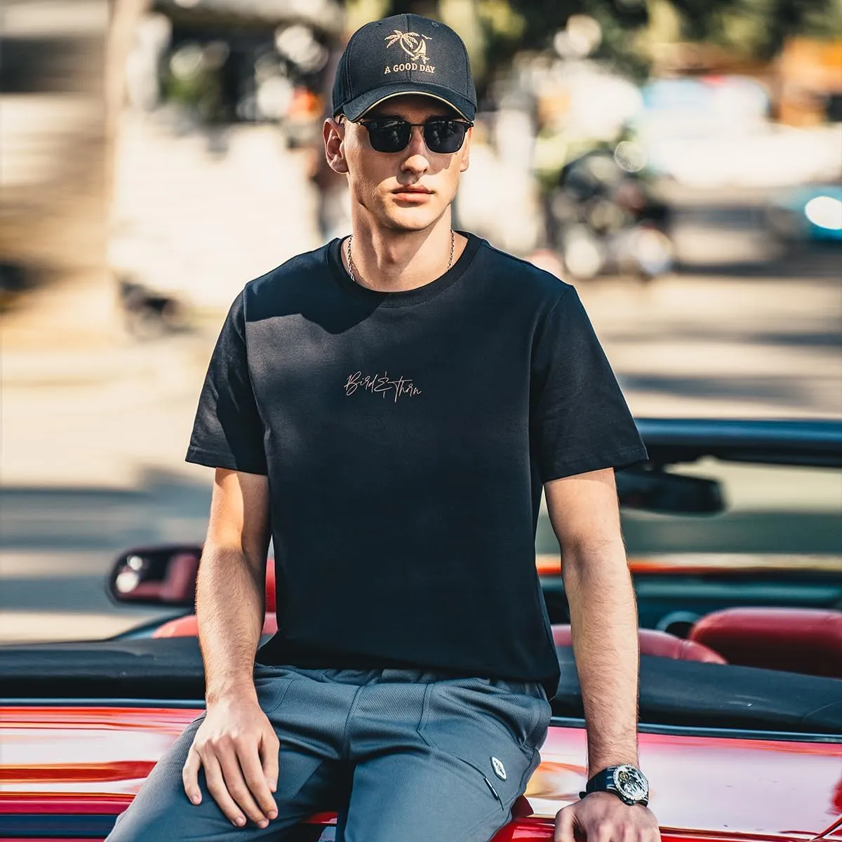 270G Heavyweight Seamless Water Pulp Printed Short-Sleeved T-Shirt Men's Trendy Letter Loose Drop Pure Cotton T-Shirt