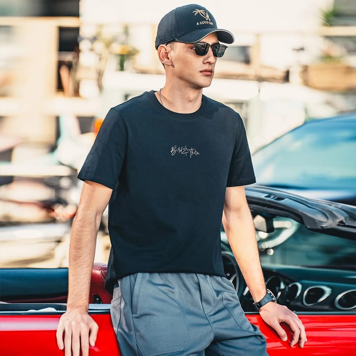 270G Heavyweight Seamless Water Pulp Printed Short-Sleeved T-Shirt Men's Trendy Letter Loose Drop Pure Cotton T-Shirt