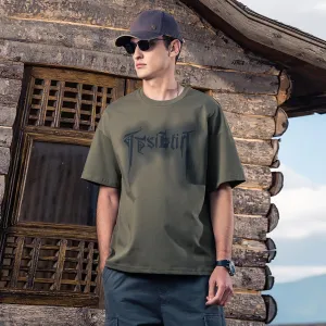 270G Heavyweight Seamless Water Pulp Printed Short-Sleeved T-Shirt Men's Trendy Letter Loose Drop Pure Cotton T-Shirt