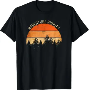 Adventure Awaits, Retro Hiking T-Shirt