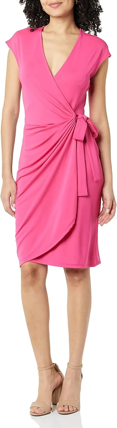 Amazon Essentials Women's Classic Cap Sleeve Wrap Dress (Available in Plus Size)