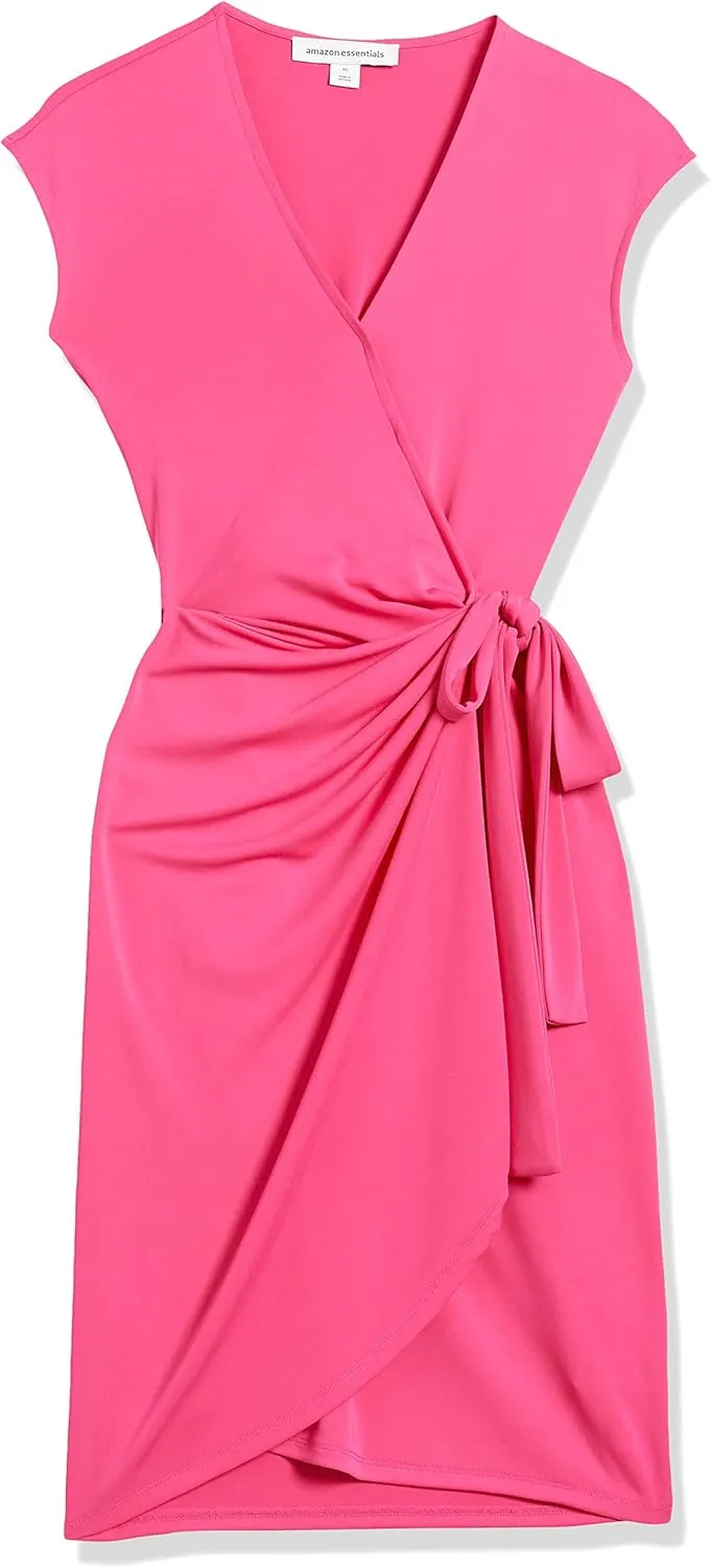 Amazon Essentials Women's Classic Cap Sleeve Wrap Dress (Available in Plus Size)