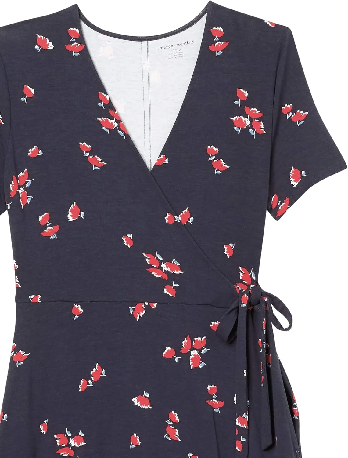 Amazon Essentials Women's Short Sleeve Faux-Wrap Dress
