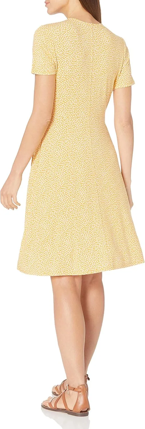 Amazon Essentials Women's Short Sleeve Faux-Wrap Dress