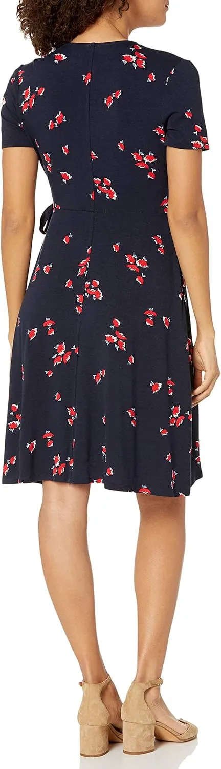Amazon Essentials Women's Short Sleeve Faux-Wrap Dress