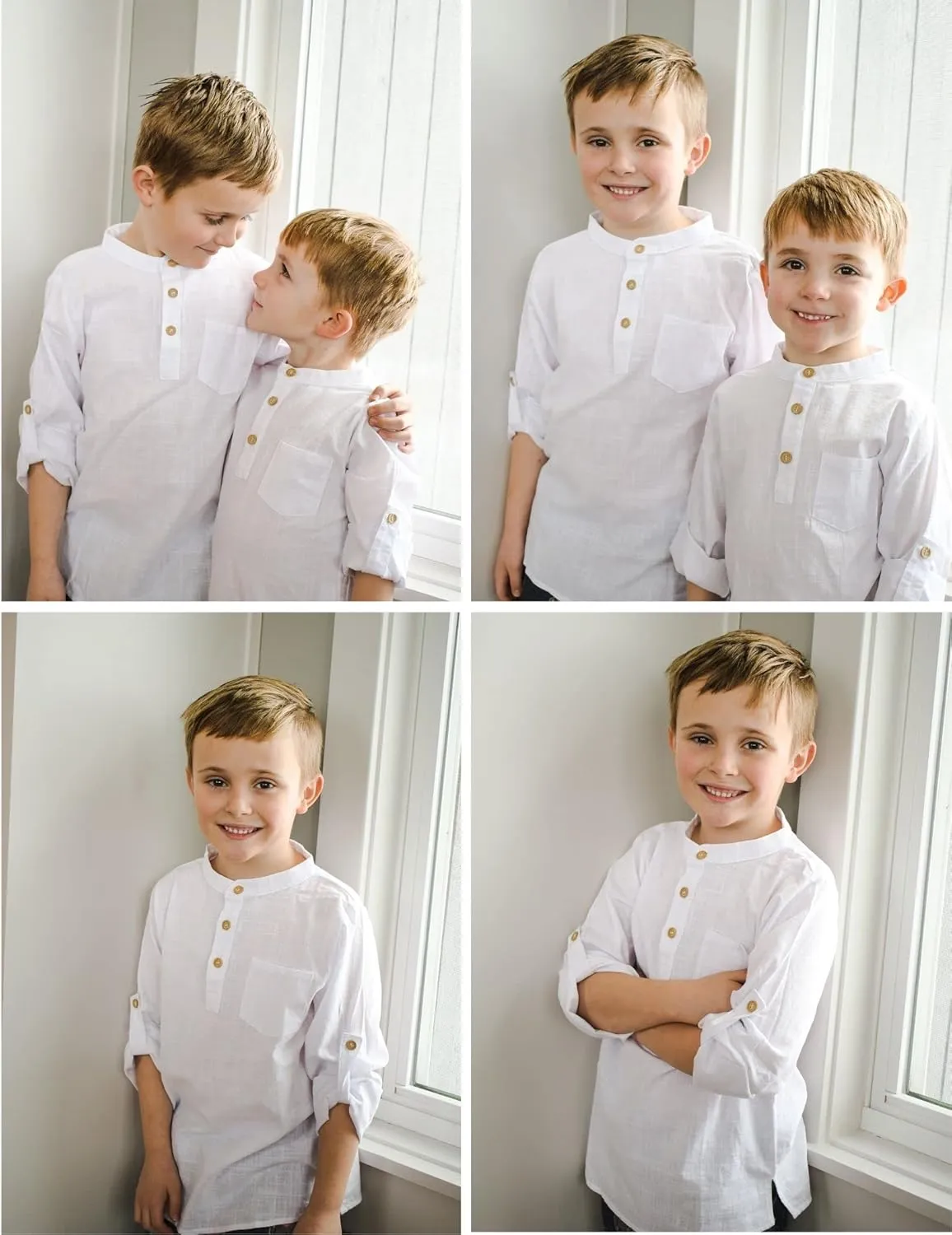 Arshiner Boys Cotton Linen Henley Shirt Button Down Shirt Long Sleeve T Shirt Beach Shirt Tee Casual Solid Tops
