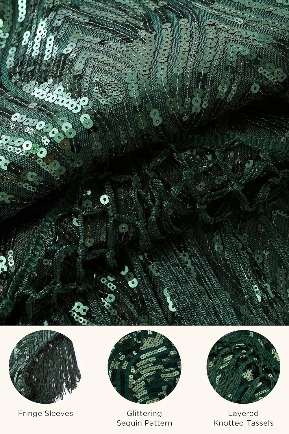 BABEYOND 1920s Plus Size Flapper Dress Long Fringed Gatsby Dress Plus Sequins Beaded Vintage Dress