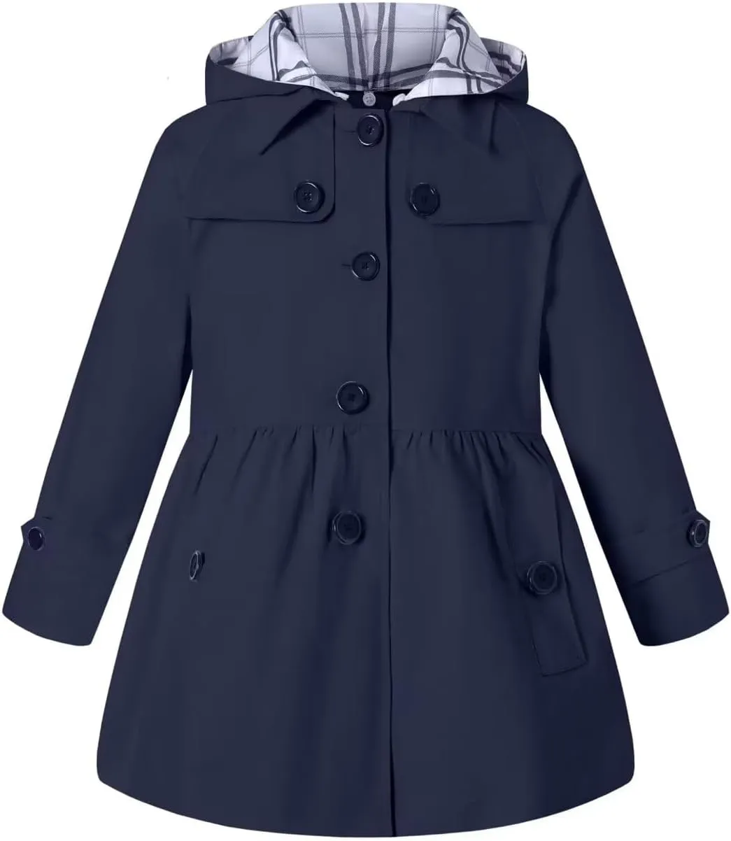 BINPAW Girl's Hooded Trench Coat