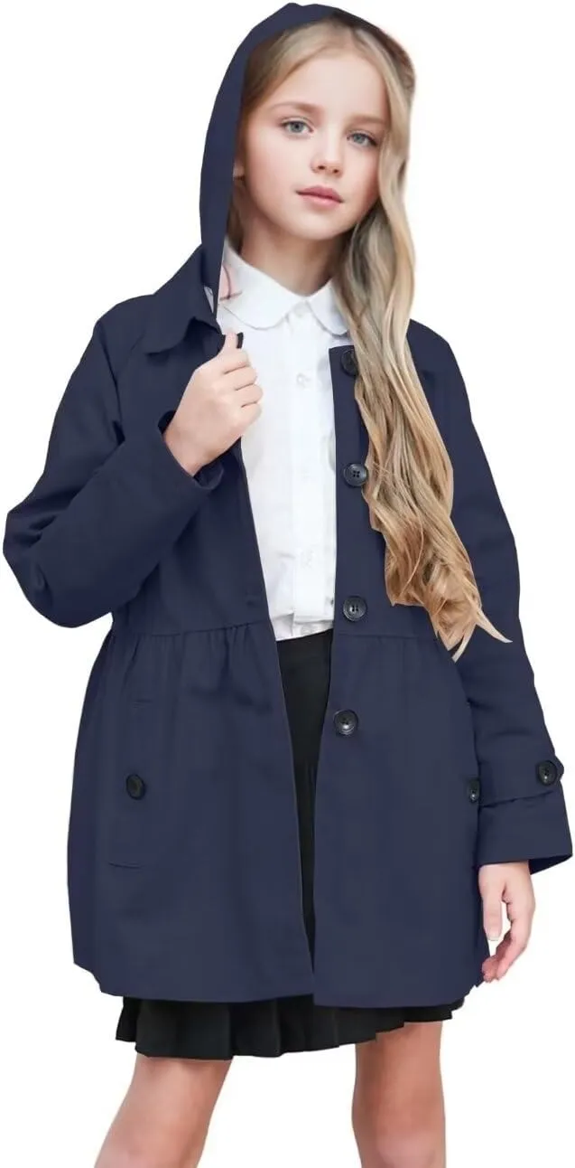 BINPAW Girl's Hooded Trench Coat