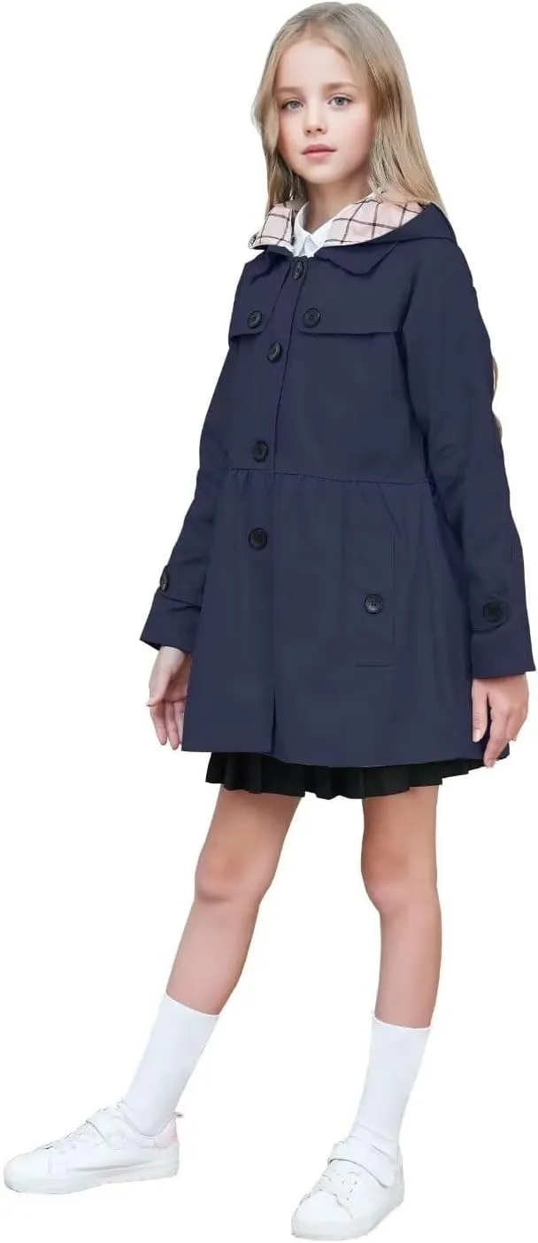 BINPAW Girl's Hooded Trench Coat