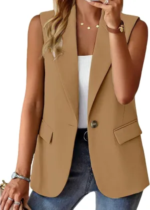 Blazers for Women Vest Sleeveless Blazers Lightweight Vests Business Casual Blazer Work Office Outfits Summer Jacket