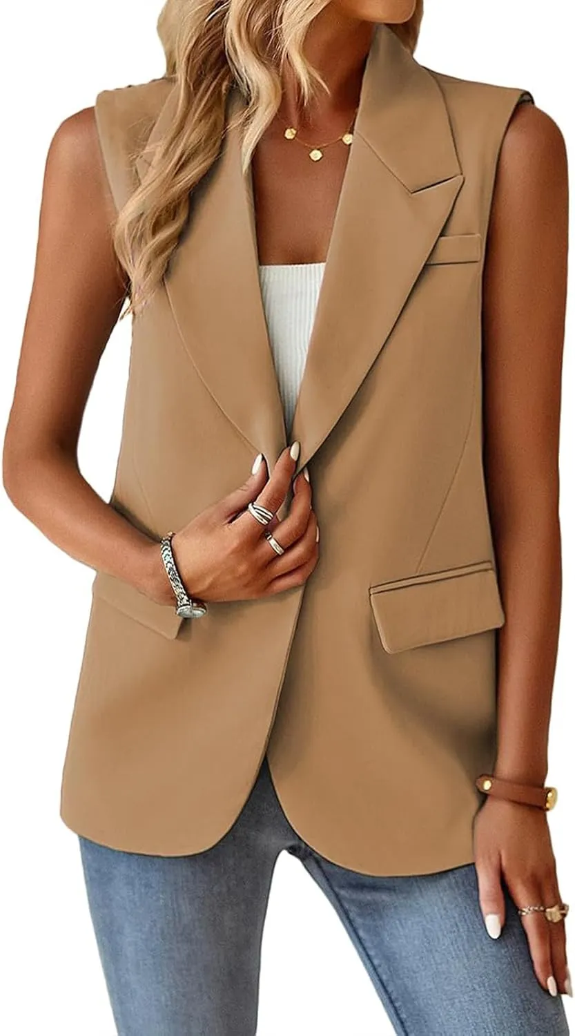 Blazers for Women Vest Sleeveless Blazers Lightweight Vests Business Casual Blazer Work Office Outfits Summer Jacket