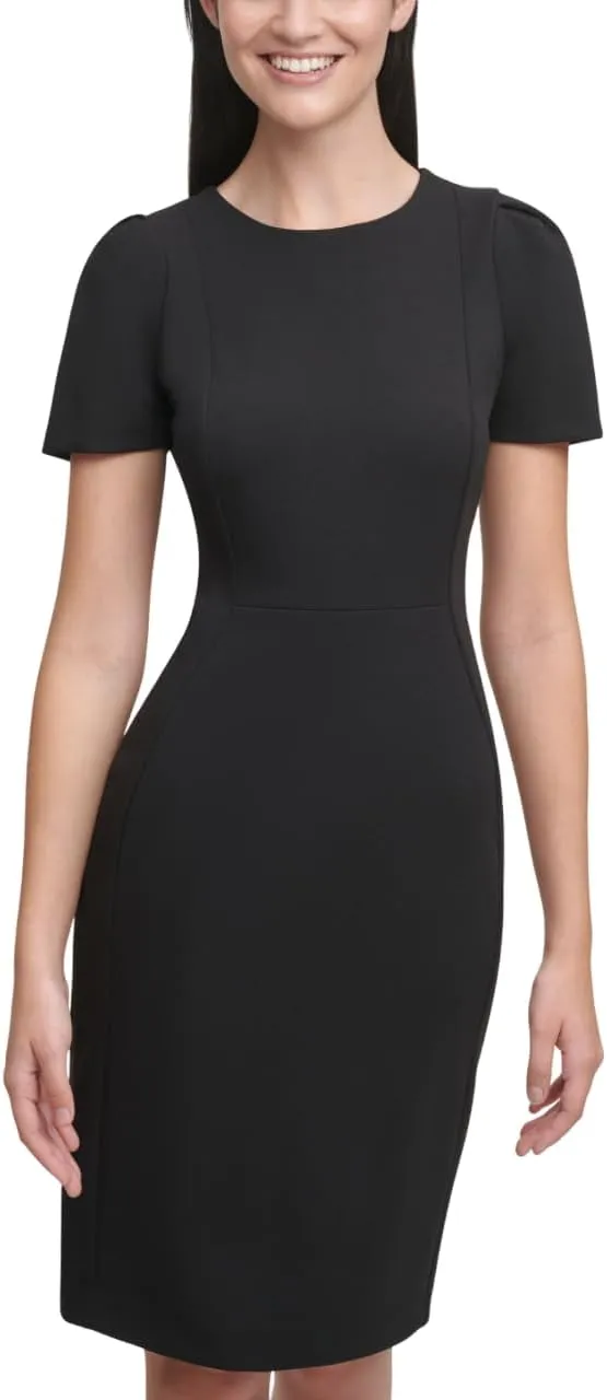 Calvin Klein Women's Short Sleeved Princess Seamed Sheath Dress