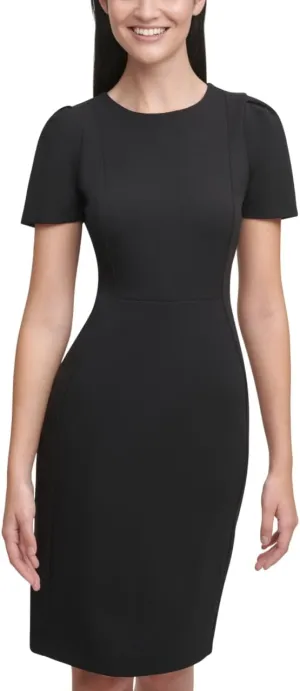Calvin Klein Women's Short Sleeved Princess Seamed Sheath Dress