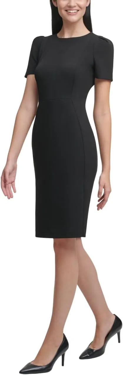 Calvin Klein Women's Short Sleeved Princess Seamed Sheath Dress