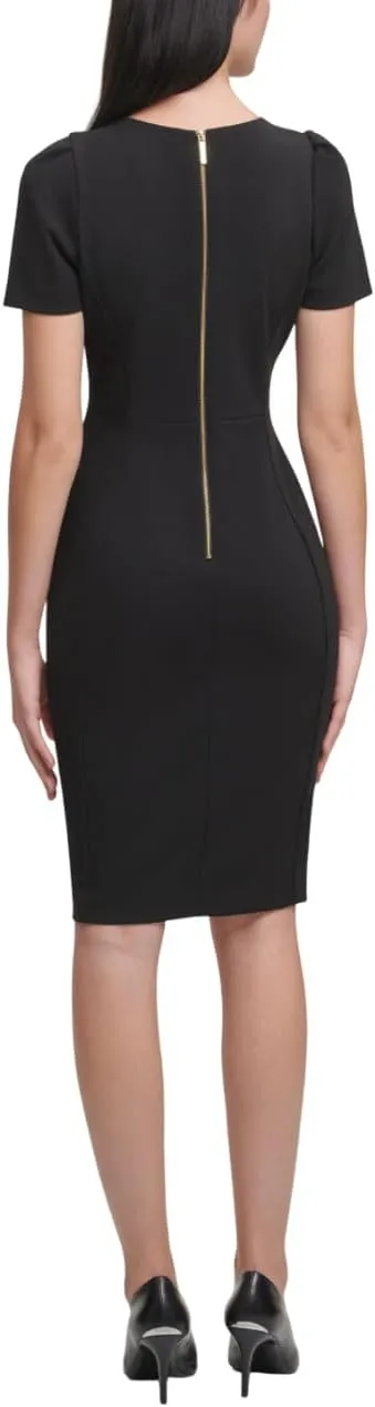 Calvin Klein Women's Short Sleeved Princess Seamed Sheath Dress