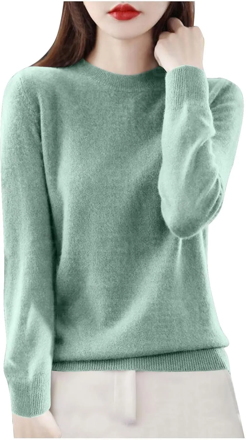Cashmere Sweaters for Women Fashion Comfort Pullover Tops Casual Crewneck Dressy Long Sleeve Outfits