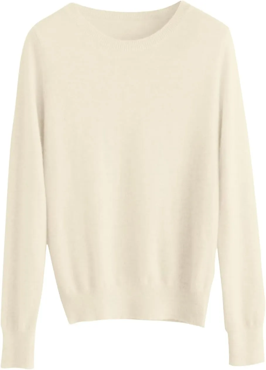 Cashmere Sweaters for Women Long Sleeve Crewneck Soft Warm Pullover Tops Casual Lightweight Oversized Knit Sweater