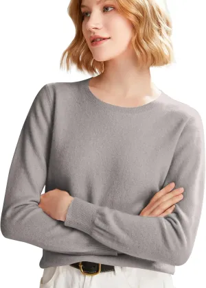 Cashmere Sweaters for Women Long Sleeve Crewneck Soft Warm Pullover Tops Casual Lightweight Oversized Knit Sweater