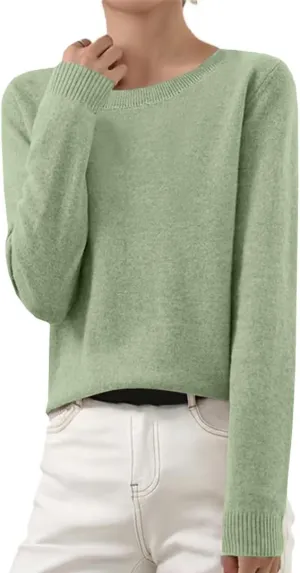 Cashmere Sweaters for Women Seamless Knit Sweater Lightweight Long Sleeve Jumper Soft Warm Wool Sweater Trendy