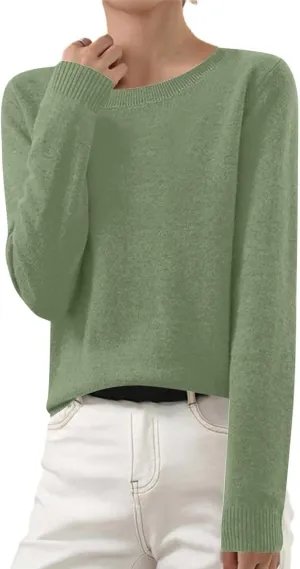 Cashmere Sweaters for Women Winter Fashion Solid Color Pullover Tops Long Sleeve Casual Crewneck Outfits