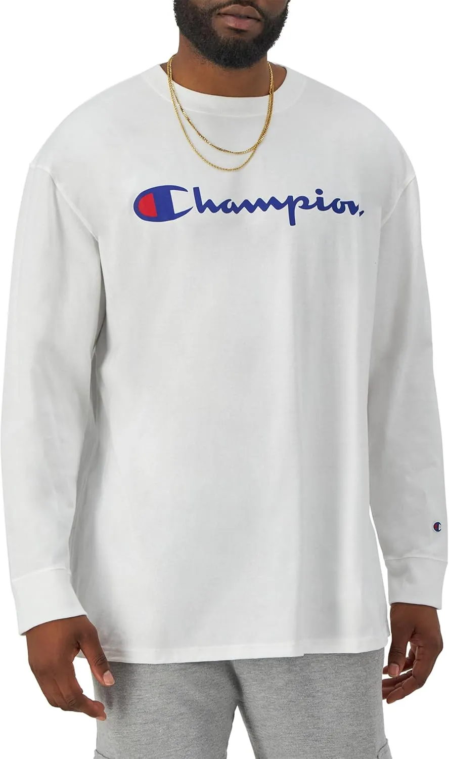 Champion Men's Long Sleeve T-shirt, Classic T-shirt for Men (Reg. Or Big & Tall)