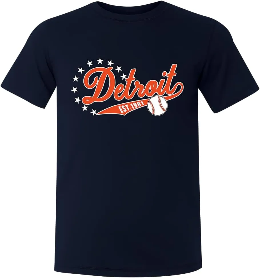 City Baseball Mens T-Shirt Short Sleeve Shirt Gifts Crew Neck Apparel for Baseball Fan Shirt