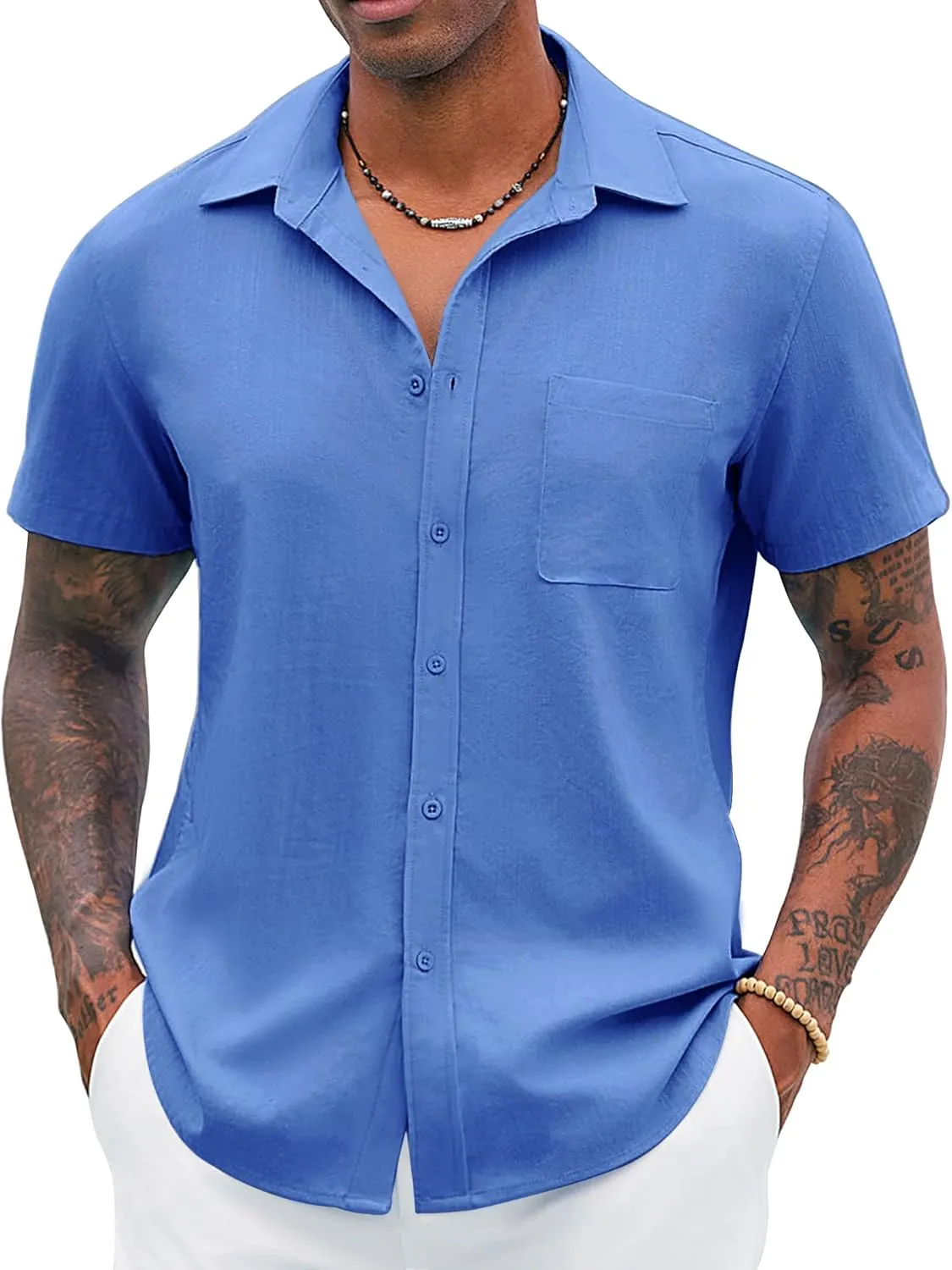 COOFANDY Button Down Shirt for Men Short Sleeve Casual Shirt Summer Beach Vacation Shirt with Pocket
