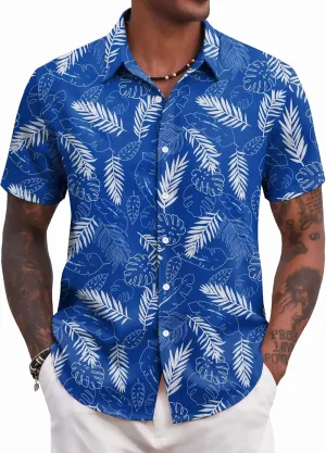 COOFANDY Mens Hawaiian Shirts Short Sleeve Tropical Button Down Shirt Floral Shirt Summer Beach Shirt