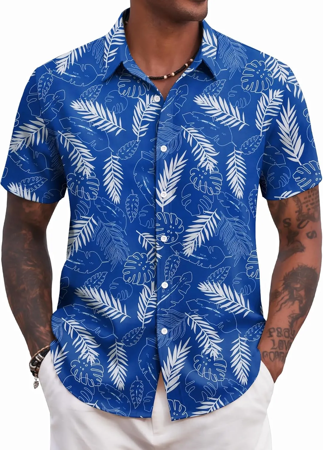 COOFANDY Mens Hawaiian Shirts Short Sleeve Tropical Button Down Shirt Floral Shirt Summer Beach Shirt