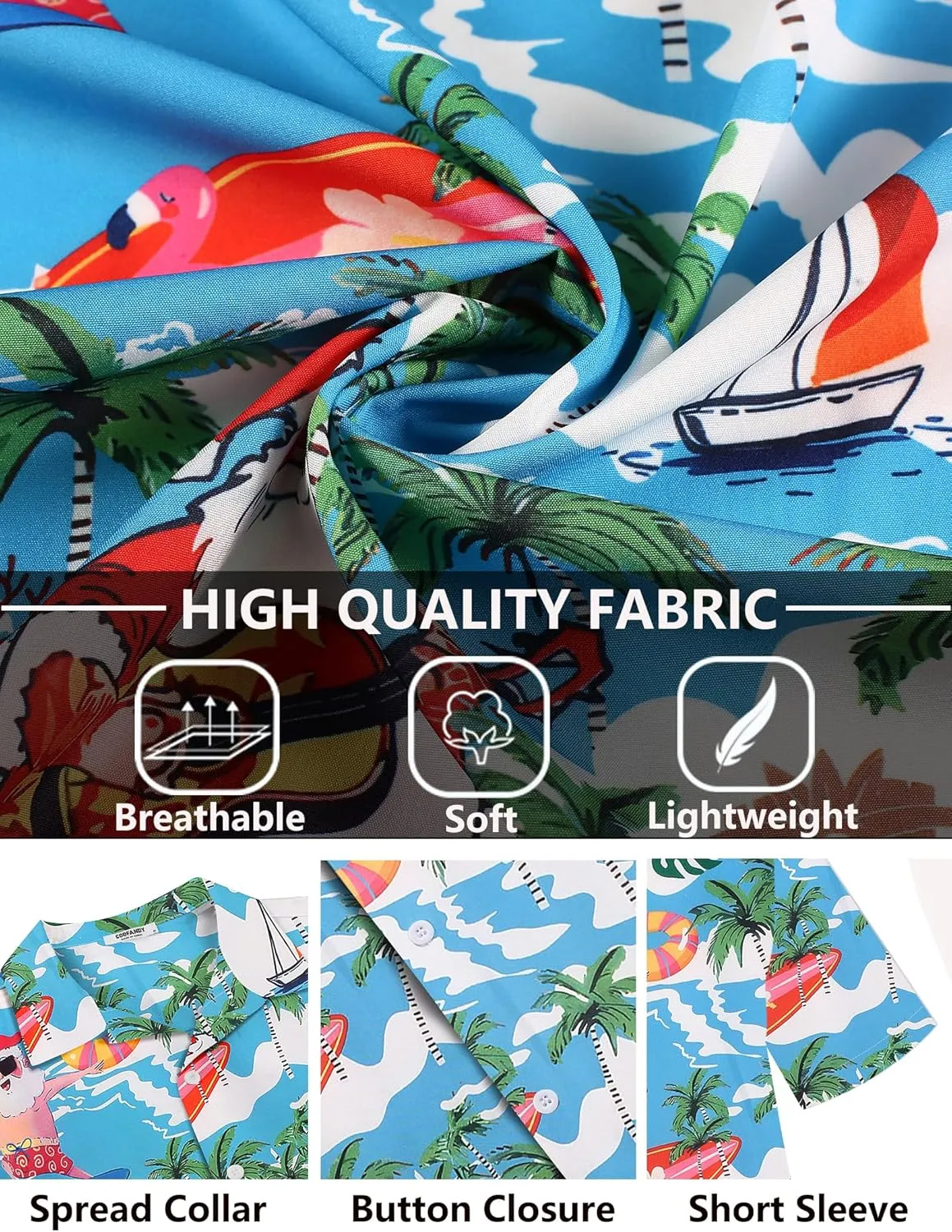 COOFANDY Mens Hawaiian Shirts Short Sleeve Tropical Button Down Shirt Floral Shirt Summer Beach Shirt