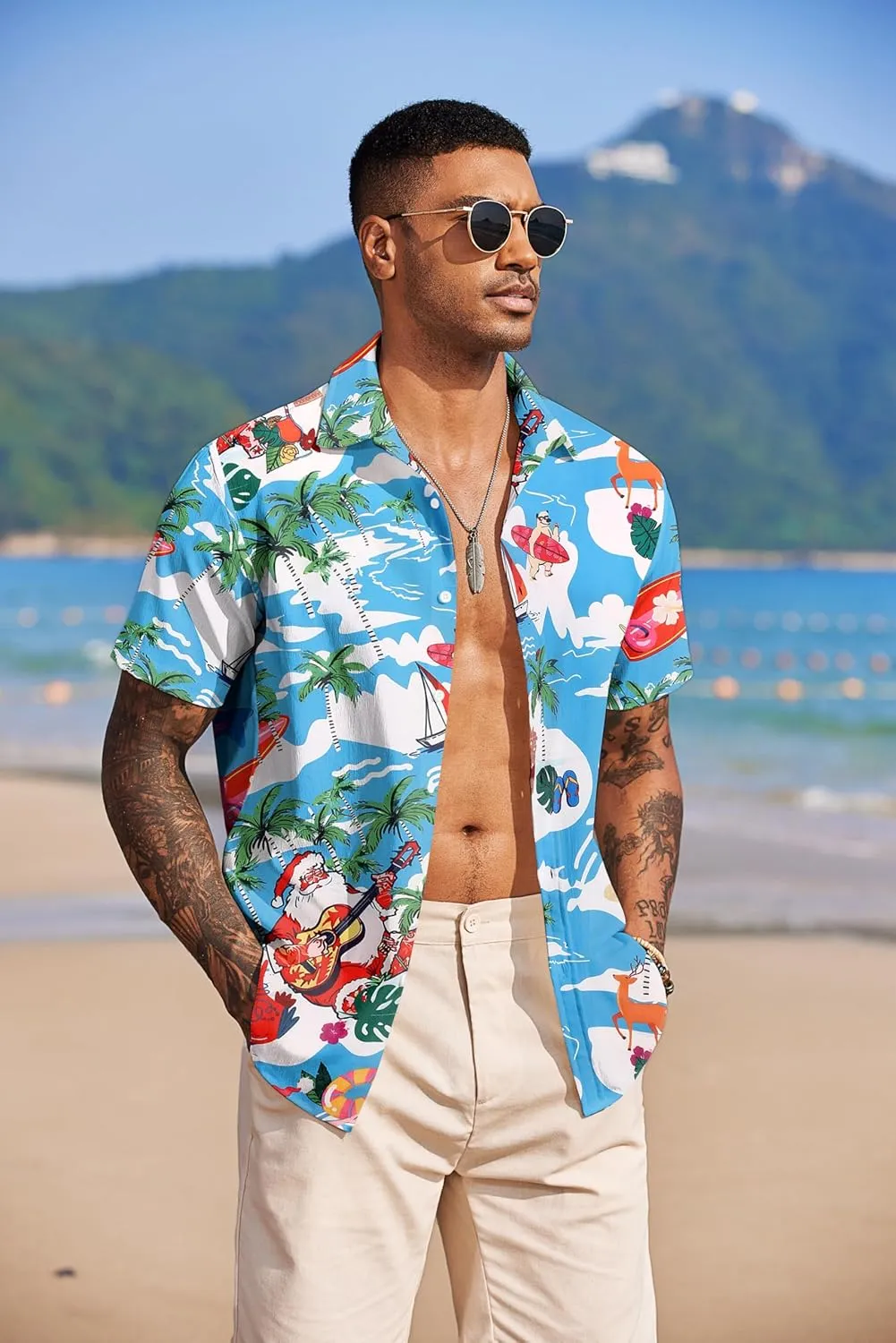 COOFANDY Mens Hawaiian Shirts Short Sleeve Tropical Button Down Shirt Floral Shirt Summer Beach Shirt