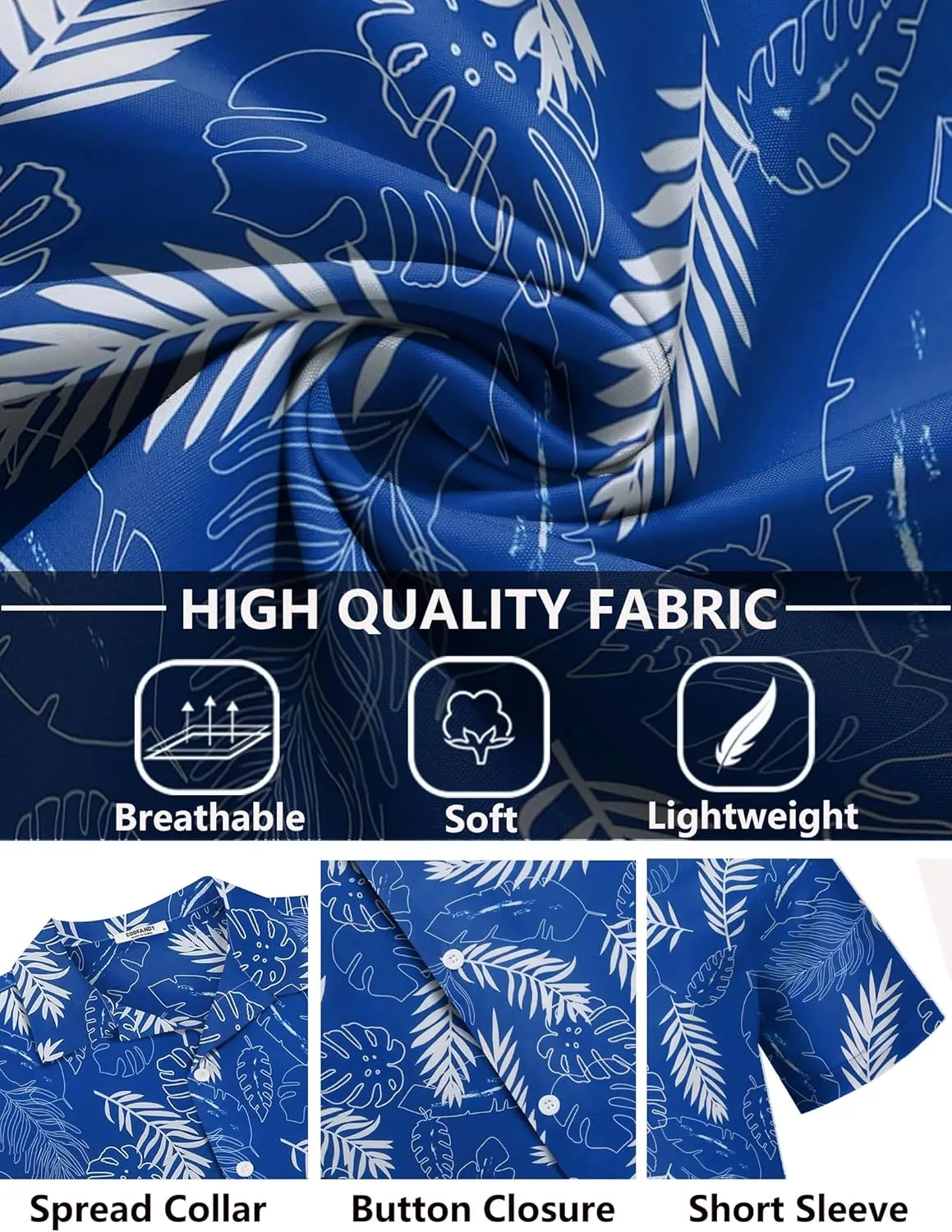 COOFANDY Mens Hawaiian Shirts Short Sleeve Tropical Button Down Shirt Floral Shirt Summer Beach Shirt