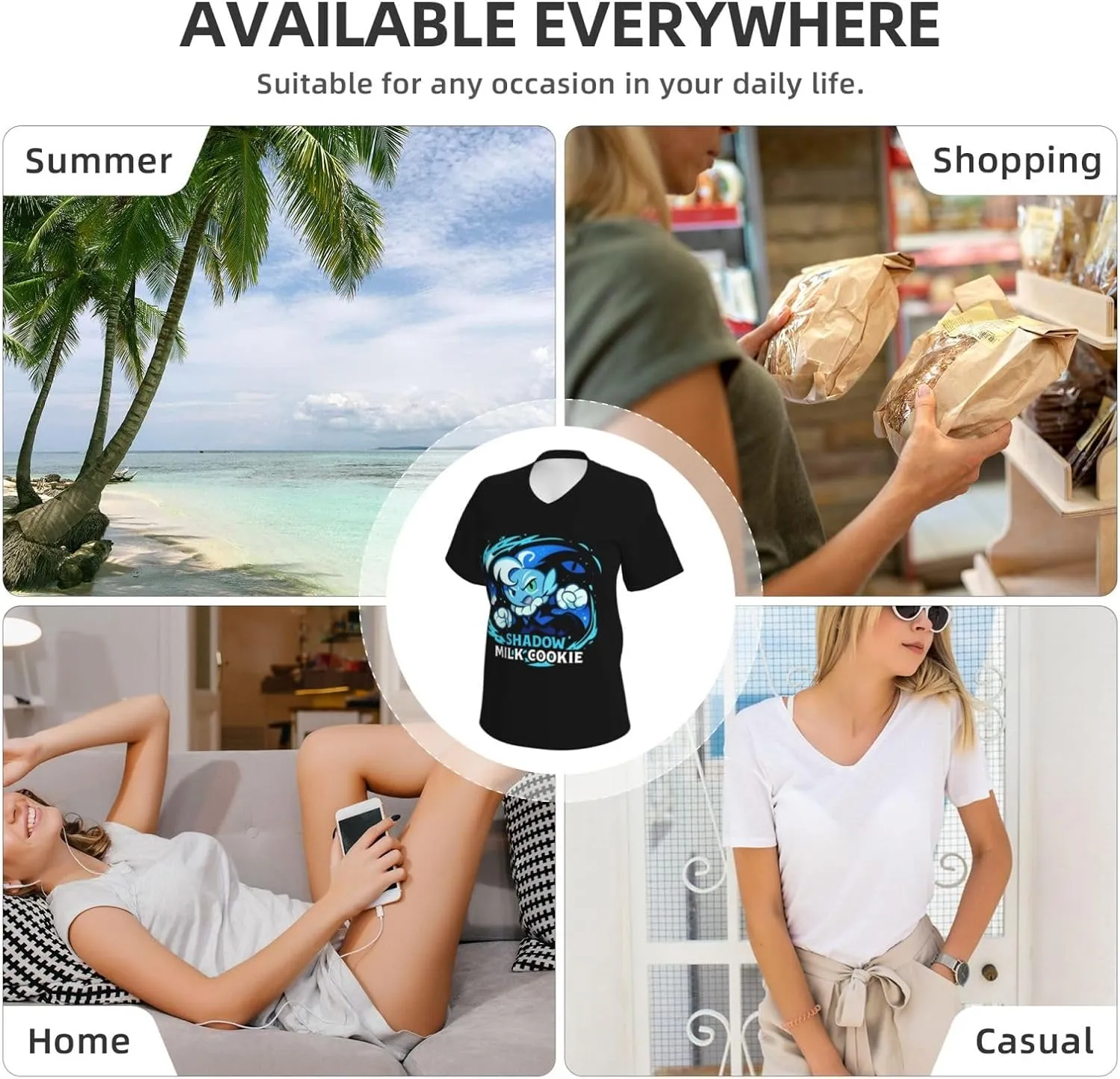 Cookie Run Kingdom T-Shirt, Women's Regular Fit V-Neck Short Sleeved T-Shirt