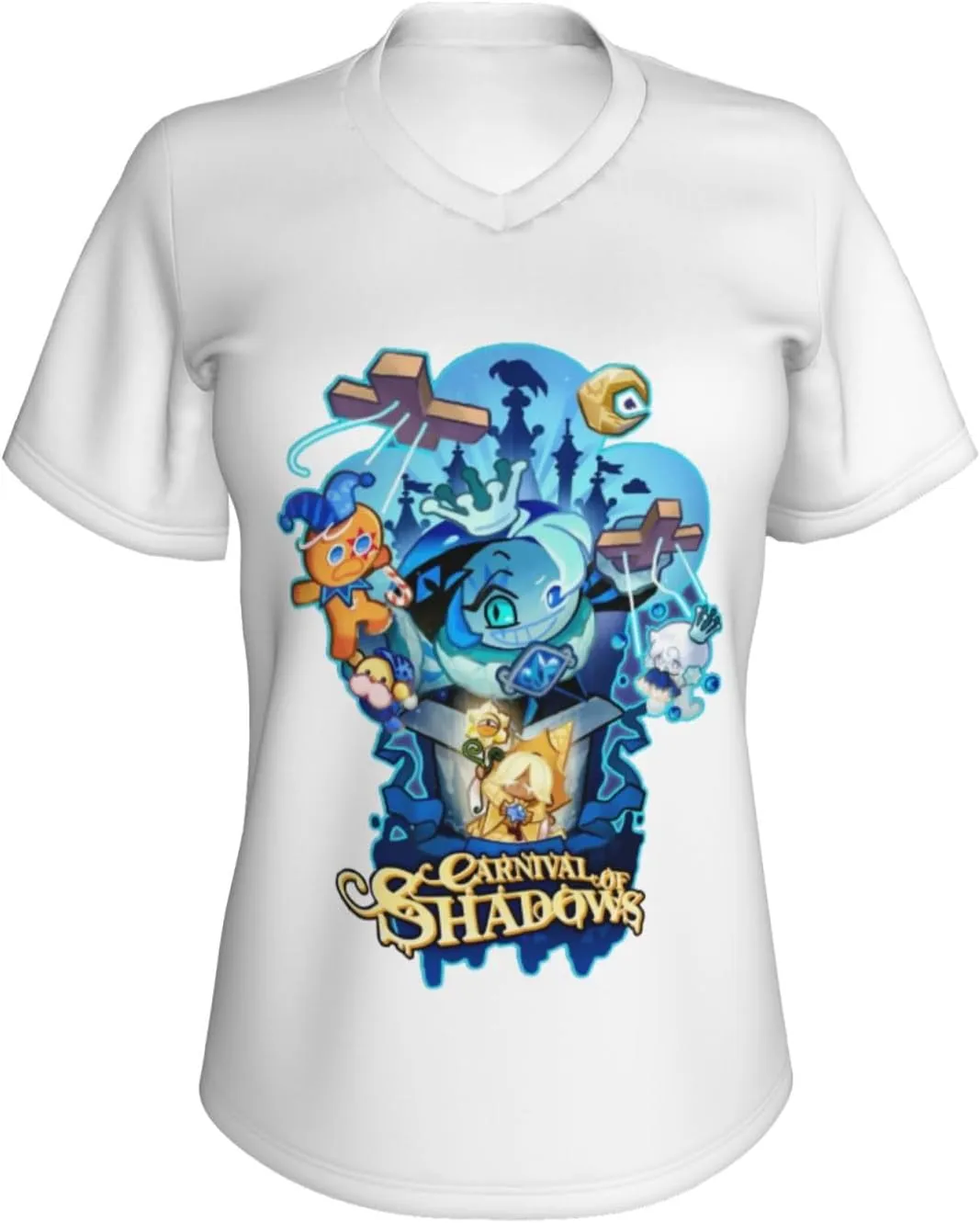 Cookie Run Kingdom T-Shirt, Women's Regular Fit V-Neck Short Sleeved T-Shirt