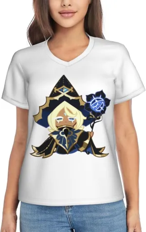 Cookie Run Kingdom T-Shirt, Women's Regular Fit V-Neck Short Sleeved T-Shirt