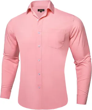 DiBanGu Men's Paisley Dress Shirts Long Sleeve Button Down Inner Contrast Casual Business Shirt with Collar Pin