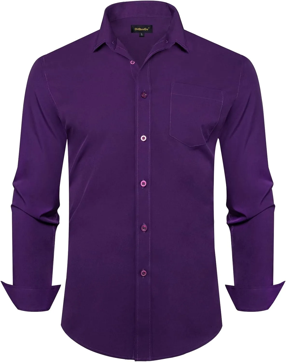 DiBanGu Men's Paisley Dress Shirts Long Sleeve Button Down Inner Contrast Casual Business Shirt with Collar Pin