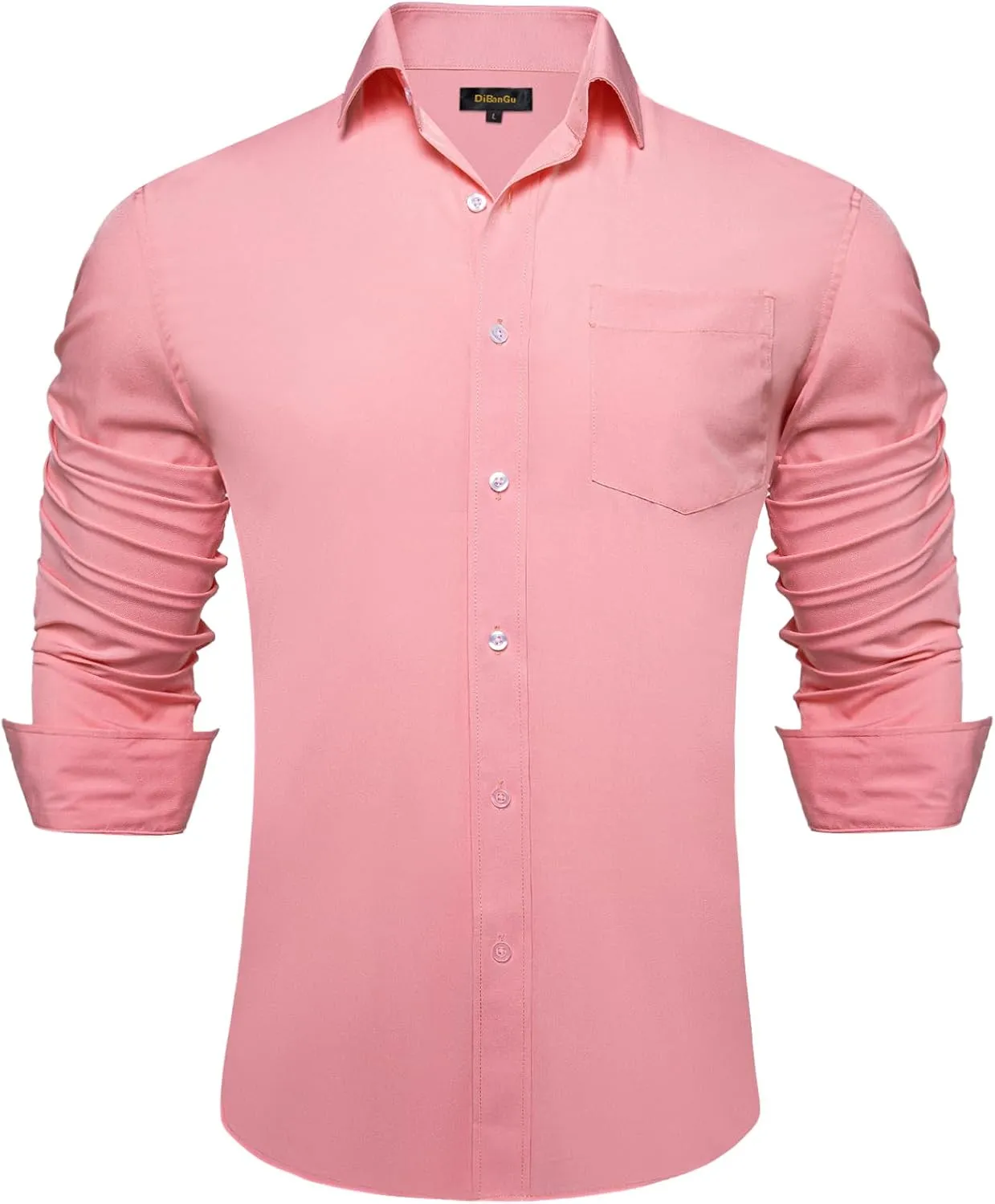 DiBanGu Men's Paisley Dress Shirts Long Sleeve Button Down Inner Contrast Casual Business Shirt with Collar Pin