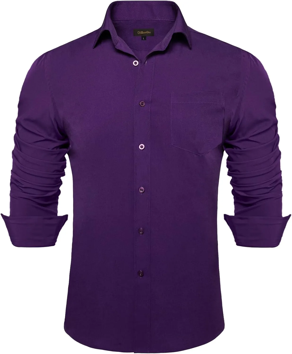 DiBanGu Men's Paisley Dress Shirts Long Sleeve Button Down Inner Contrast Casual Business Shirt with Collar Pin