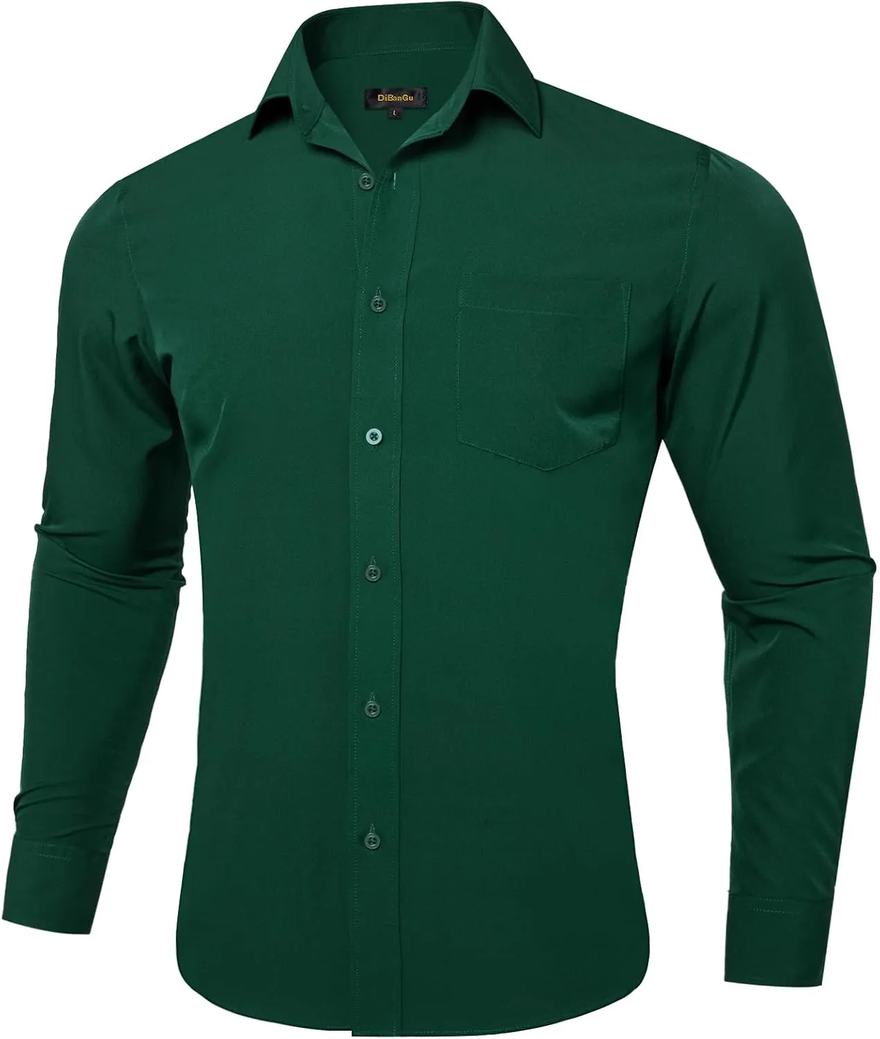 DiBanGu Men's Paisley Dress Shirts Long Sleeve Button Down Inner Contrast Casual Business Shirt with Collar Pin
