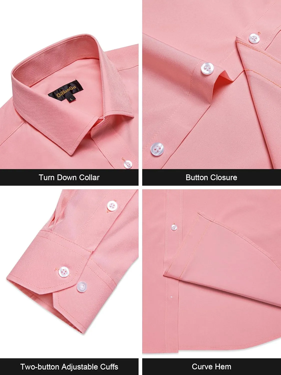 DiBanGu Men's Paisley Dress Shirts Long Sleeve Button Down Inner Contrast Casual Business Shirt with Collar Pin