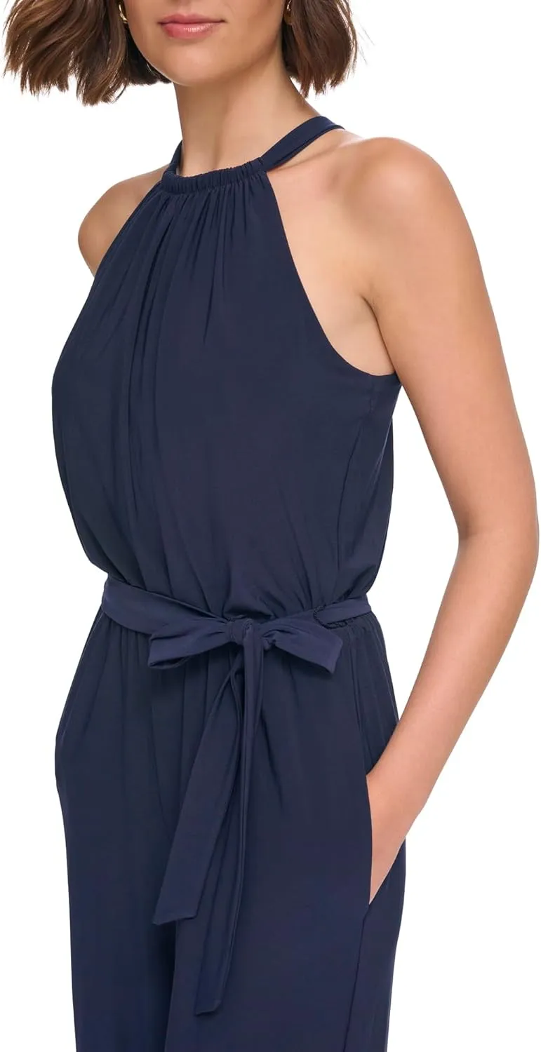 Eliza J Womens Sleeveless Mock Neck Halter Jumpsuit