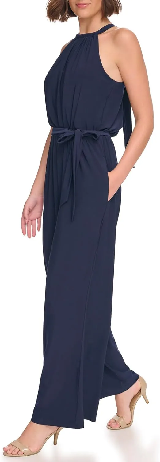 Eliza J Womens Sleeveless Mock Neck Halter Jumpsuit