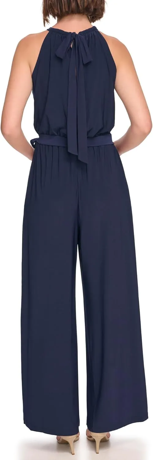 Eliza J Womens Sleeveless Mock Neck Halter Jumpsuit