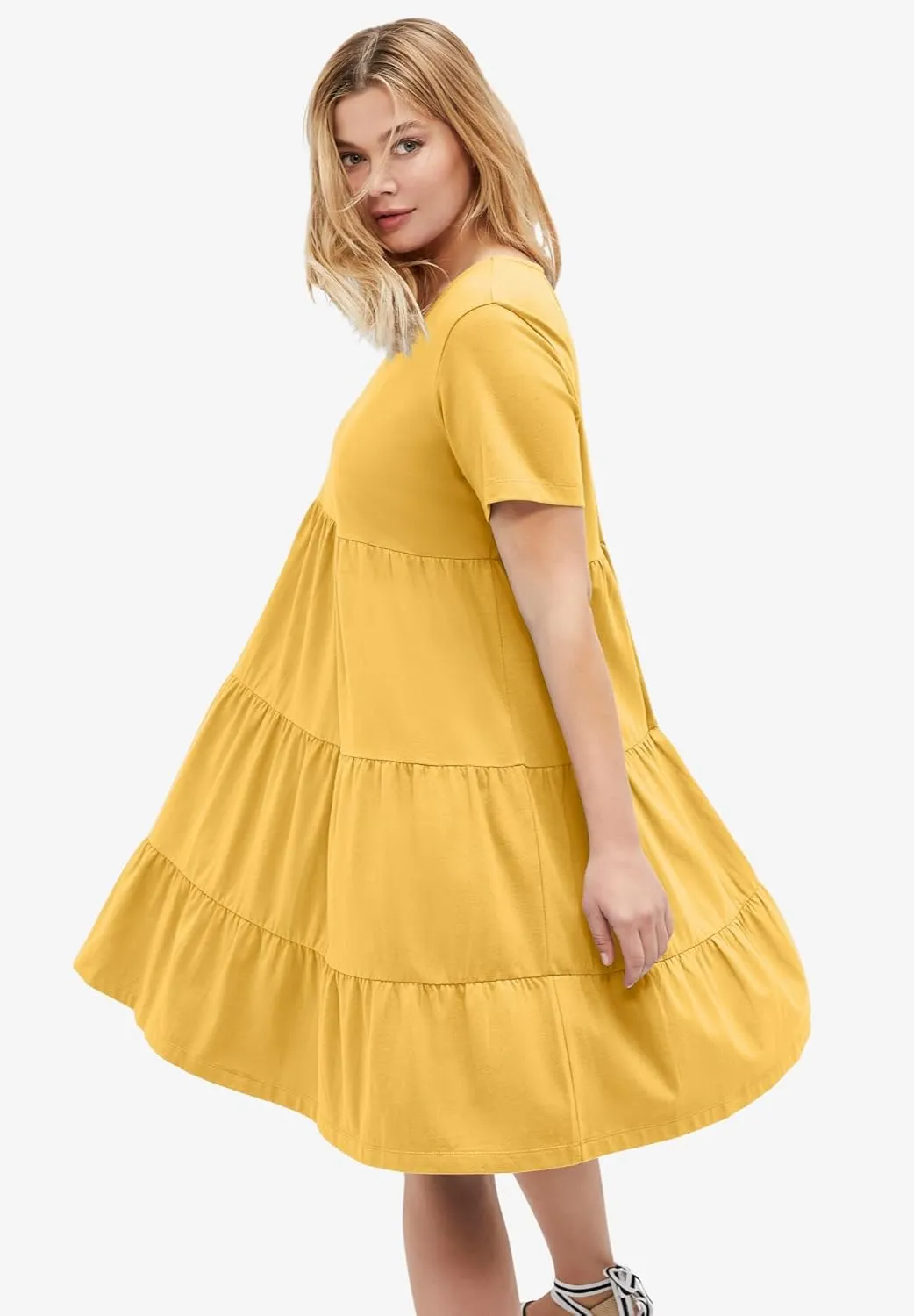 ellos Plus Size Tiered Knit Tee Dress