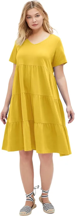 ellos Plus Size Tiered Knit Tee Dress