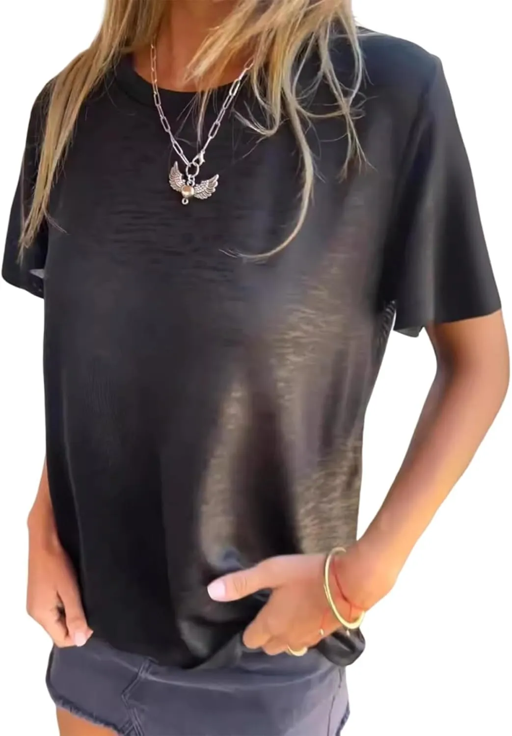 Emboadlie Gold Foil Short-Sleeved T-Shirt, Fortunatie Tshirt, Women's Round Neck Short-Sleeved Summer T-Shirt