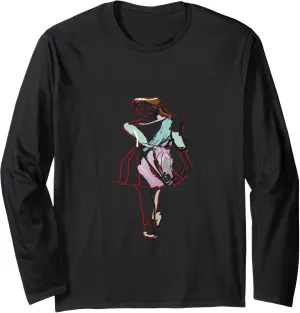 Fashion Hand painted silhouette design Graphic Tee T-Shirt Long Sleeve T-Shirt