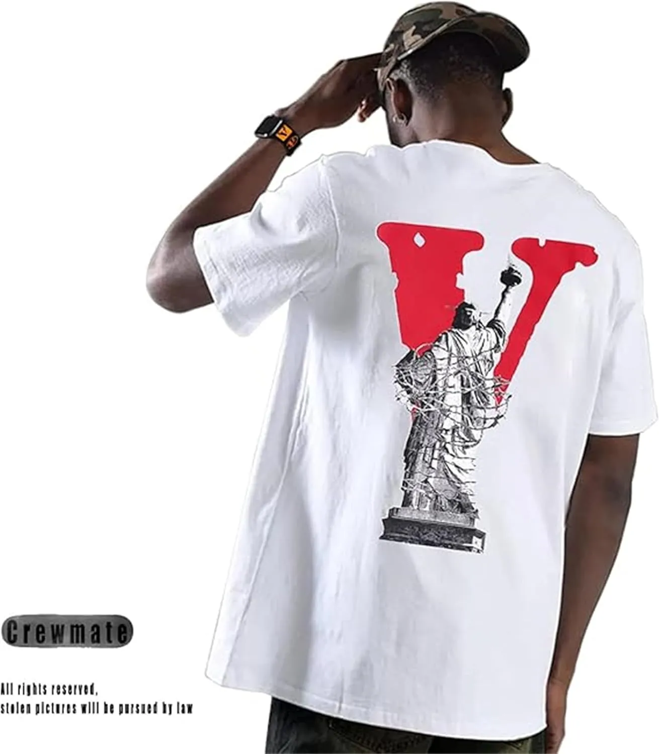 Fashion Men's Short Sleeved T-Shirt V Letter Printed Tops Casual Couple T-Shirt Hip Hop Short Sleeved Tops
